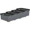 image:imagePlastic Laundry Basket Designed Small Storage Hamper Basket 4 Pack Grey Cloths Basket Organizer with Cutout Handles Space Saving for Laundry Room Bedroom Bathroom Knit Design 40 Liter