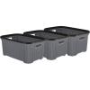 image:imageSuperio Plastic Laundry Basket Designed Small Storage Hamper Basket 3 Pack Grey Cloths Basket Organizer with Cutout Handles Space Saving for Laundry Room Bedroom Bathroom Knit Design 40 Liter