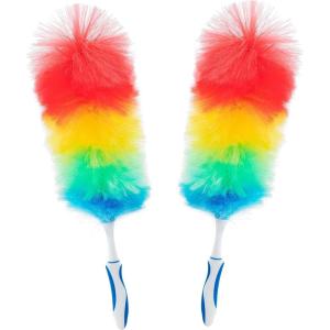 image:imageSuperio Rainbow Feather Duster for Cleaning 2 Pack Plastic Dust Remover with Grip Handle Great for Homes Ceilings Fans and Furniture2