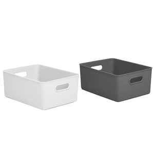 image:imageSuperio Ribbed Plastic Storage Basket Organizer Mist Blue and Grey 15 Liter Stackable Classic Closet Storage Bin for Shelf Desk Pantry Store Toys Clothes Cosmetics