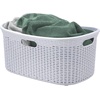 image:imageSuperio 2 Pack Wicker Laundry Basket Plastic with Cutout Handles 50 Liter Curved Bin 140 Bushel to Keep Dirty Cloths whitewhite