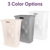 image:imageSuperio 45L Slim Laundry Hamper with Lid Perforated Plastic Clothes Basket Modern SpaceSaving Design Sturdy Laundry Bin with Ergonomic Handles Grey 4PackCream