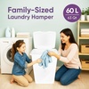 image:imageSuperio 45L Slim Laundry Hamper with Lid Perforated Plastic Clothes Basket Modern SpaceSaving Design Sturdy Laundry Bin with Ergonomic Handles Grey 4PackWhite