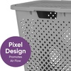 image:imageSuperio 45L Slim Laundry Hamper with Lid Perforated Plastic Clothes Basket Modern SpaceSaving Design Sturdy Laundry Bin with Ergonomic Handles Grey 4PackGrey
