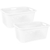 image:imageSuperio 45L Slim Laundry Hamper with Lid Perforated Plastic Clothes Basket Modern SpaceSaving Design Sturdy Laundry Bin with Ergonomic Handles Grey 4PackWhite