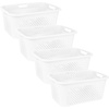 image:imageSuperio 45L Slim Laundry Hamper with Lid Perforated Plastic Clothes Basket Modern SpaceSaving Design Sturdy Laundry Bin with Ergonomic Handles Grey 4PackWhite