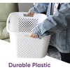 image:imageSuperio 45L Slim Laundry Hamper with Lid Perforated Plastic Clothes Basket Modern SpaceSaving Design Sturdy Laundry Bin with Ergonomic Handles Grey 4PackWhite