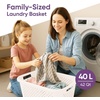 image:imageSuperio 45L Slim Laundry Hamper with Lid Perforated Plastic Clothes Basket Modern SpaceSaving Design Sturdy Laundry Bin with Ergonomic Handles Grey 4PackCream