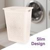 image:imageSuperio 45L Slim Laundry Hamper with Lid Perforated Plastic Clothes Basket Modern SpaceSaving Design Sturdy Laundry Bin with Ergonomic Handles Grey 4PackCream