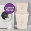 image:imageSuperio 45L Slim Laundry Hamper with Lid Perforated Plastic Clothes Basket Modern SpaceSaving Design Sturdy Laundry Bin with Ergonomic Handles Grey 4PackCream