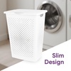 image:imageSuperio 45L Slim Laundry Hamper with Lid Perforated Plastic Clothes Basket Modern SpaceSaving Design Sturdy Laundry Bin with Ergonomic Handles Grey 4PackWhite