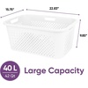 image:imageSuperio 45L Slim Laundry Hamper with Lid Perforated Plastic Clothes Basket Modern SpaceSaving Design Sturdy Laundry Bin with Ergonomic Handles Grey 4PackWhite
