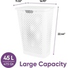 image:imageSuperio 45L Slim Laundry Hamper with Lid Perforated Plastic Clothes Basket Modern SpaceSaving Design Sturdy Laundry Bin with Ergonomic Handles Grey 4PackWhite
