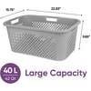 image:imageSuperio 45L Slim Laundry Hamper with Lid Perforated Plastic Clothes Basket Modern SpaceSaving Design Sturdy Laundry Bin with Ergonomic Handles Grey 4PackGrey