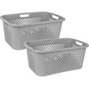 image:imageSuperio 45L Slim Laundry Hamper with Lid Perforated Plastic Clothes Basket Modern SpaceSaving Design Sturdy Laundry Bin with Ergonomic Handles Grey 4PackGrey