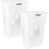 image:imageSuperio 45L Slim Laundry Hamper with Lid Perforated Plastic Clothes Basket Modern SpaceSaving Design Sturdy Laundry Bin with Ergonomic Handles Grey 4PackWhite