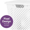 image:imageSuperio 45L Slim Laundry Hamper with Lid Perforated Plastic Clothes Basket Modern SpaceSaving Design Sturdy Laundry Bin with Ergonomic Handles Grey 4PackWhite