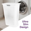 image:imageSuperio 45L Slim Laundry Hamper with Lid Perforated Plastic Clothes Basket Modern SpaceSaving Design Sturdy Laundry Bin with Ergonomic Handles Grey 4PackWhite