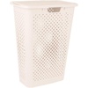 image:imageSuperio 45L Slim Laundry Hamper with Lid Perforated Plastic Clothes Basket Modern SpaceSaving Design Sturdy Laundry Bin with Ergonomic Handles Grey 4PackCream