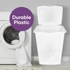 image:imageSuperio 45L Slim Laundry Hamper with Lid Perforated Plastic Clothes Basket Modern SpaceSaving Design Sturdy Laundry Bin with Ergonomic Handles Grey 4PackWhite