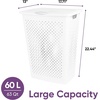 image:imageSuperio 45L Slim Laundry Hamper with Lid Perforated Plastic Clothes Basket Modern SpaceSaving Design Sturdy Laundry Bin with Ergonomic Handles Grey 4PackWhite