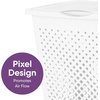image:imageSuperio 45L Slim Laundry Hamper with Lid Perforated Plastic Clothes Basket Modern SpaceSaving Design Sturdy Laundry Bin with Ergonomic Handles Grey 4PackWhite
