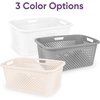 image:imageSuperio 45L Slim Laundry Hamper with Lid Perforated Plastic Clothes Basket Modern SpaceSaving Design Sturdy Laundry Bin with Ergonomic Handles Grey 4PackCream