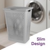 image:imageSuperio 45L Slim Laundry Hamper with Lid Perforated Plastic Clothes Basket Modern SpaceSaving Design Sturdy Laundry Bin with Ergonomic Handles Grey 4PackGrey