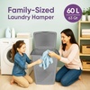 image:imageSuperio 45L Slim Laundry Hamper with Lid Perforated Plastic Clothes Basket Modern SpaceSaving Design Sturdy Laundry Bin with Ergonomic Handles Grey 4PackGrey