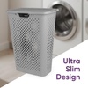 image:imageSuperio 45L Slim Laundry Hamper with Lid Perforated Plastic Clothes Basket Modern SpaceSaving Design Sturdy Laundry Bin with Ergonomic Handles Grey 4PackGrey