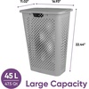 image:imageSuperio 45L Slim Laundry Hamper with Lid Perforated Plastic Clothes Basket Modern SpaceSaving Design Sturdy Laundry Bin with Ergonomic Handles Grey 4PackGrey