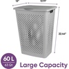 image:imageSuperio 45L Slim Laundry Hamper with Lid Perforated Plastic Clothes Basket Modern SpaceSaving Design Sturdy Laundry Bin with Ergonomic Handles Grey 4PackGrey