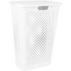 image:imageSuperio 45L Slim Laundry Hamper with Lid Perforated Plastic Clothes Basket Modern SpaceSaving Design Sturdy Laundry Bin with Ergonomic Handles Grey 4PackWhite