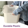 image:imageSuperio 45L Slim Laundry Hamper with Lid Perforated Plastic Clothes Basket Modern SpaceSaving Design Sturdy Laundry Bin with Ergonomic Handles Grey 4PackCream