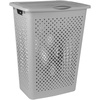 image:imageSuperio 45L Slim Laundry Hamper with Lid Perforated Plastic Clothes Basket Modern SpaceSaving Design Sturdy Laundry Bin with Ergonomic Handles Grey 4PackGrey