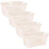image:imageSuperio 45L Slim Laundry Hamper with Lid Perforated Plastic Clothes Basket Modern SpaceSaving Design Sturdy Laundry Bin with Ergonomic Handles Grey 4PackCream