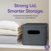 image:imageSuperio Ribbed Collection  Superio Lid for Decorative Plastic Open Home Storage Bins Organizer Baskets Medium Grey  for Organizing Closet Shelves Drawer Shelf 5 Liter 4 Pack