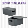 image:imageSuperio Ribbed Collection  Superio Lid for Decorative Plastic Open Home Storage Bins Organizer Baskets Medium Grey  for Organizing Closet Shelves Drawer Shelf 5 Liter 4 Pack