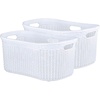 image:imageSuperio 2 Pack Wicker Laundry Basket Plastic with Cutout Handles 50 Liter Curved Bin 140 Bushel to Keep Dirty Cloths whitewhite
