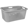image:imageSuperio 45L Slim Laundry Hamper with Lid Perforated Plastic Clothes Basket Modern SpaceSaving Design Sturdy Laundry Bin with Ergonomic Handles Grey 4PackGrey