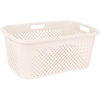 image:imageSuperio 45L Slim Laundry Hamper with Lid Perforated Plastic Clothes Basket Modern SpaceSaving Design Sturdy Laundry Bin with Ergonomic Handles Grey 4PackCream