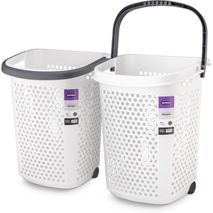 image:imageSuperio Large Stackable Hip Hugging Laundry Basket  54L Handles Plastic Washing Bin Organizer2