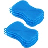 image:imageSilicone Heat Resistant Dishwasher Sponge Fruit Cleaner Vegetable Washer Non Scratch Durable Bristles Blue 3PackPack of 2