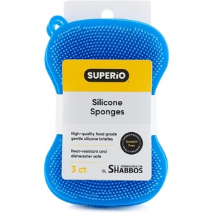 image:imageSilicone Heat Resistant Dishwasher Sponge Fruit Cleaner Vegetable Washer Non Scratch Durable Bristles Blue 3PackPack of 1