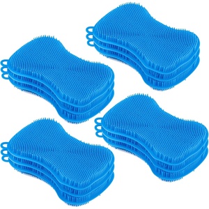 image:imageSilicone Heat Resistant Dishwasher Sponge Fruit Cleaner Vegetable Washer Non Scratch Durable Bristles Blue 3PackPack of 4