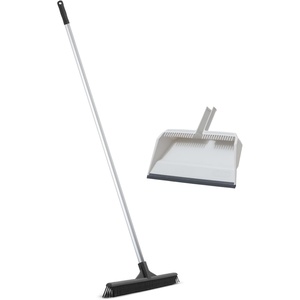 image:imageSuperio Pet Hair Removal Cleaning Set 16 Inch Silicone Broom Head with Wide Dustpan Carpet Rake for Dog amp Cat Fur Rubber Lip Dustpan with Comb Teeth MultiSurface Cleaning Kit