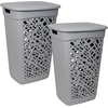 image:imageNonBreakable Mosaic Hamper 2Pack 60L  Misty White Elegant Design Vented Laundry Basket Made in FranceDark Gray  2 Pack