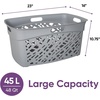 image:imageNonBreakable Mosaic Hamper 2Pack 60L  Misty White Elegant Design Vented Laundry Basket Made in FranceDark Gray  2 Pack