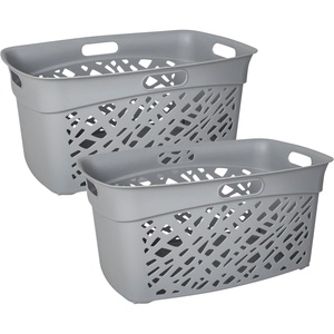 image:imageNonBreakable Mosaic Hamper 2Pack 60L  Misty White Elegant Design Vented Laundry Basket Made in FranceDark Gray  2 Pack