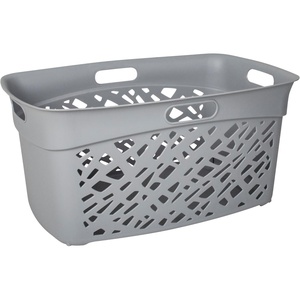 image:imageNonBreakable Mosaic Hamper 2Pack 60L  Misty White Elegant Design Vented Laundry Basket Made in FranceDark Gray